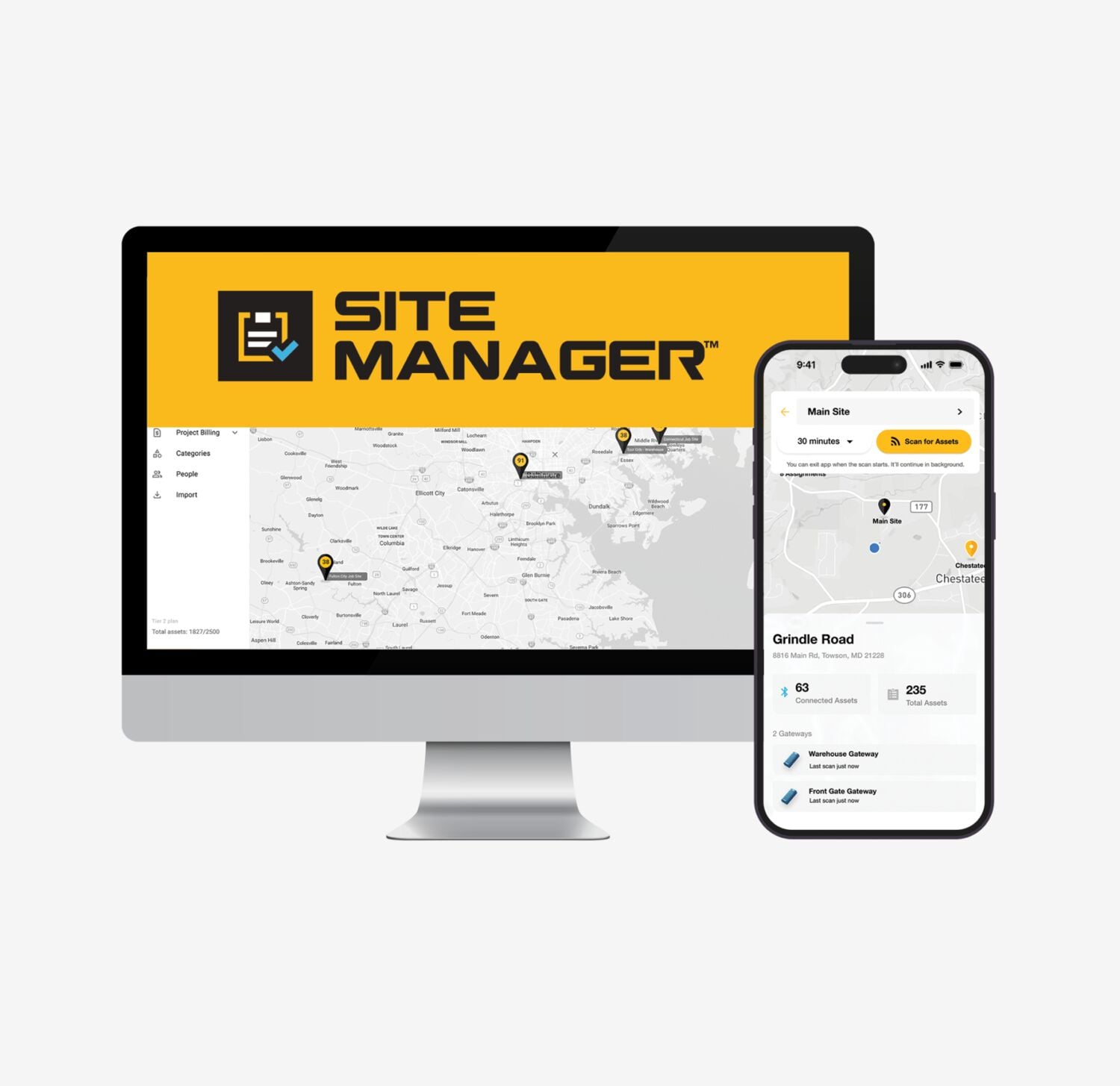 Image showing DEWALT TOOL CONNECT+ in use on a phone and computer monitor